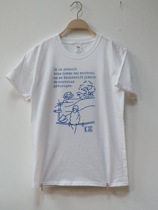 Blue french quote of a shire like cartoon